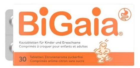 Comprimés à croquer BiGaia pour le système gastro-intestinal.